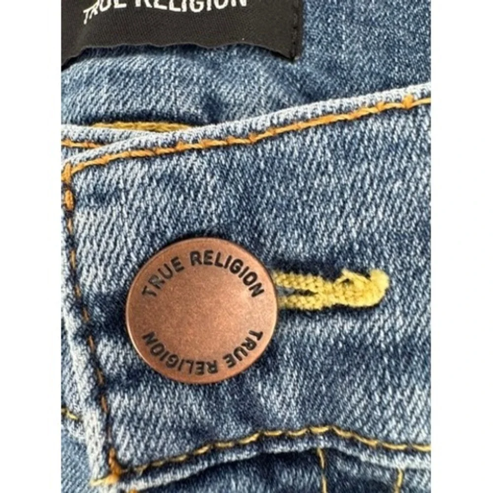 True Religion Denim Shorts Mens 32 Blue Frayed Hem‎ Horseshoe Flap Pocket Y2K